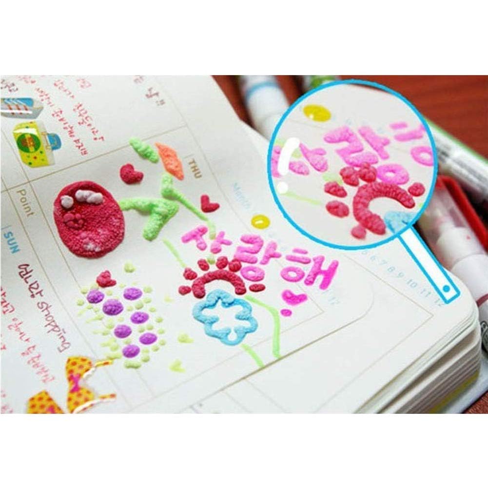 DIY Bubble Popcorn Drawing Pens, Magic Puffy Pens with Puffy Paint, Bubble Pen Popcorn DIY Handmade, Heat Activated Puffy Pens, Magic Popcorn Color Paint Pen, 3D Popcorn Pens (6 PCS)