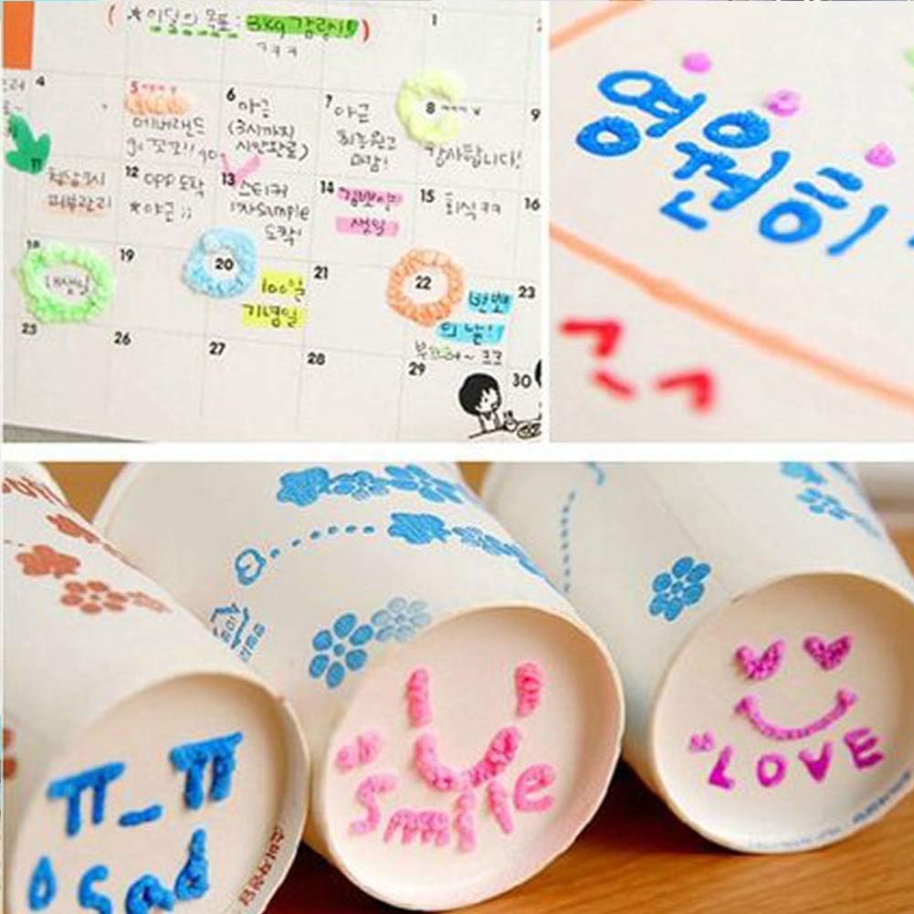 DIY Bubble Popcorn Drawing Pens, Magic Puffy Pens with Puffy Paint, Bubble Pen Popcorn DIY Handmade, Heat Activated Puffy Pens, Magic Popcorn Color Paint Pen, 3D Popcorn Pens (6 PCS)