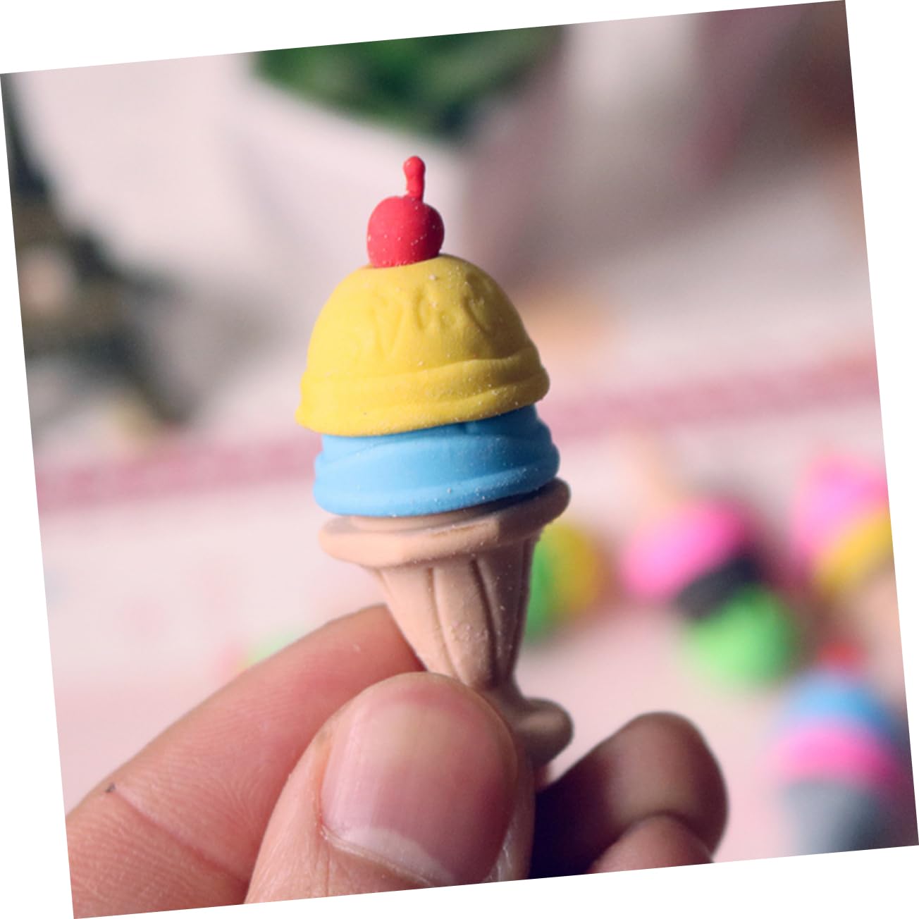 Cone Mini 3D Food Erasers Small Eraser Eggs Pencils for Kids Food TPR Accessories Pencil Portable Pencil Erasers ice Cream Student Dessert Puzzle Kids Toys