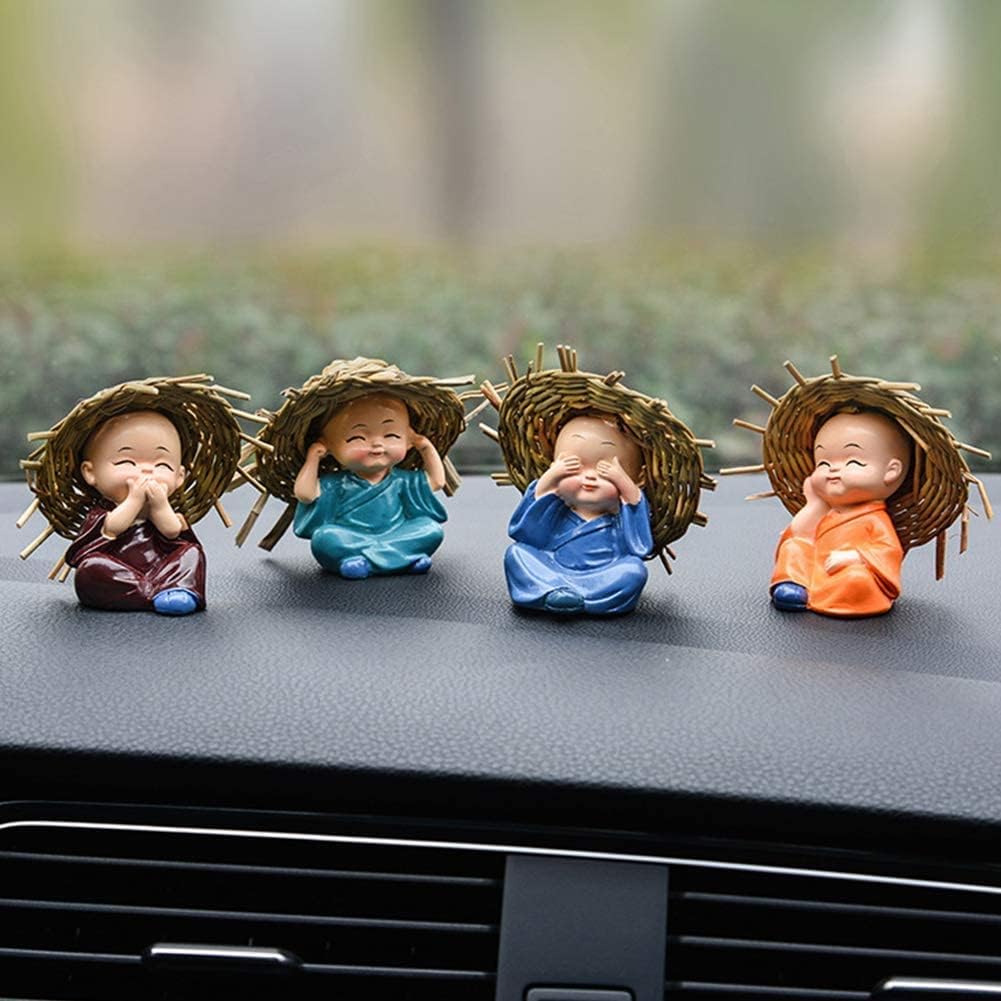 Baby Buddha Monk Set Statue Home Decor Items Figurines Showpiece - Cute Mini Buddha Statue for Car Dashboard Table Top Diwali Home Decoration Gift Items