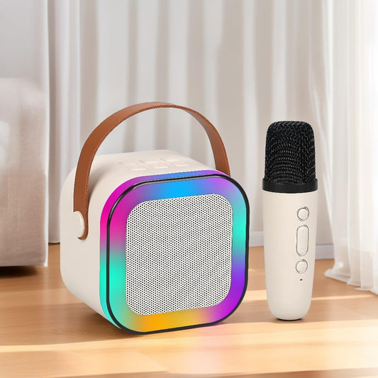 K12 Wireless Karaoke mic with Speaker Bluetooth: Bluetooth-Enabled Wireless Karaoke Mic Speaker with Multiple Compatibility Modes, RGB Lighting, and Party POP Bluetooth