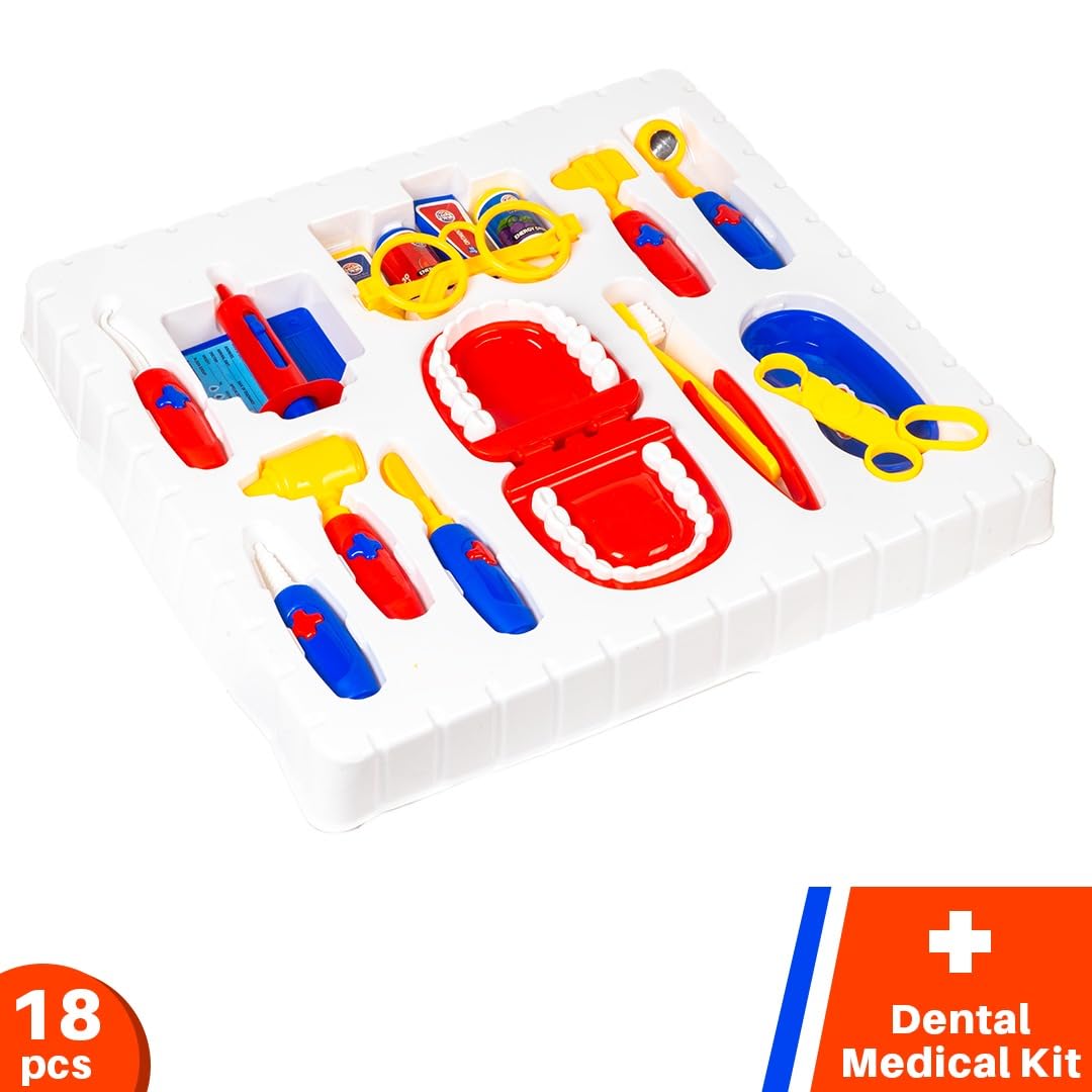 Ratna's Dental Medical Kit with 18 Medical Instruments & Accessories | Doctor Set Pretend Play | A Perfect Role Play Toy Set for Kids 2+ Years