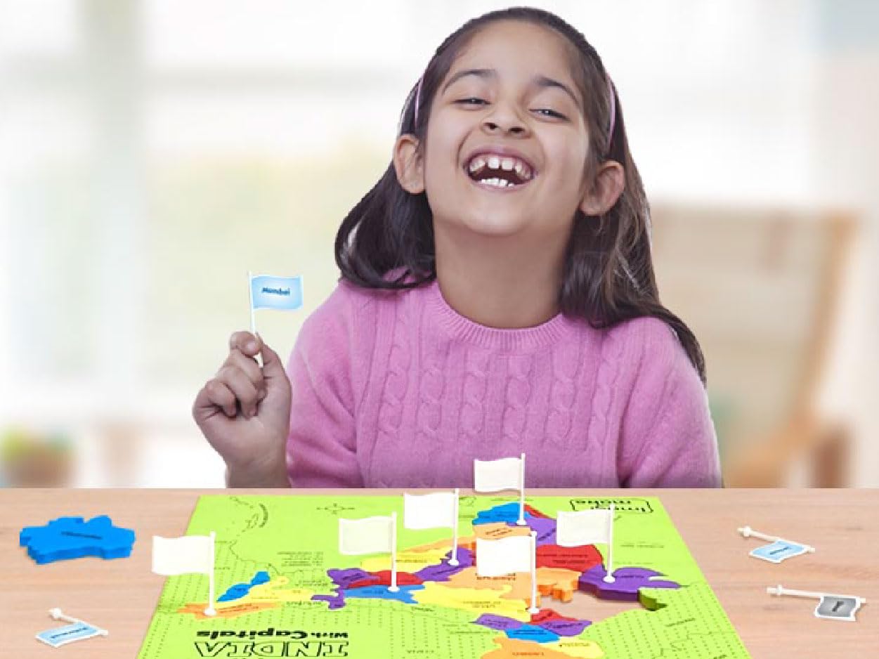 Imagimake: Mapology India and World Maps with Capitals - Learn Capitals and Country Flags - Educational Toy for Kids