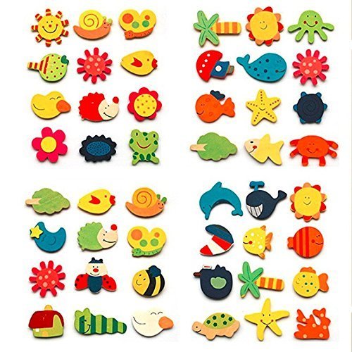 Wooden Nature Theme Magnets - Set of 40