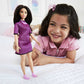 Barbie Fashionistas Doll #188, Curvy, Black Hair, Pink & Black Checkered Dress, Love Necklace, Pink Sneakers, Toy for Kids Ages 3 and Up