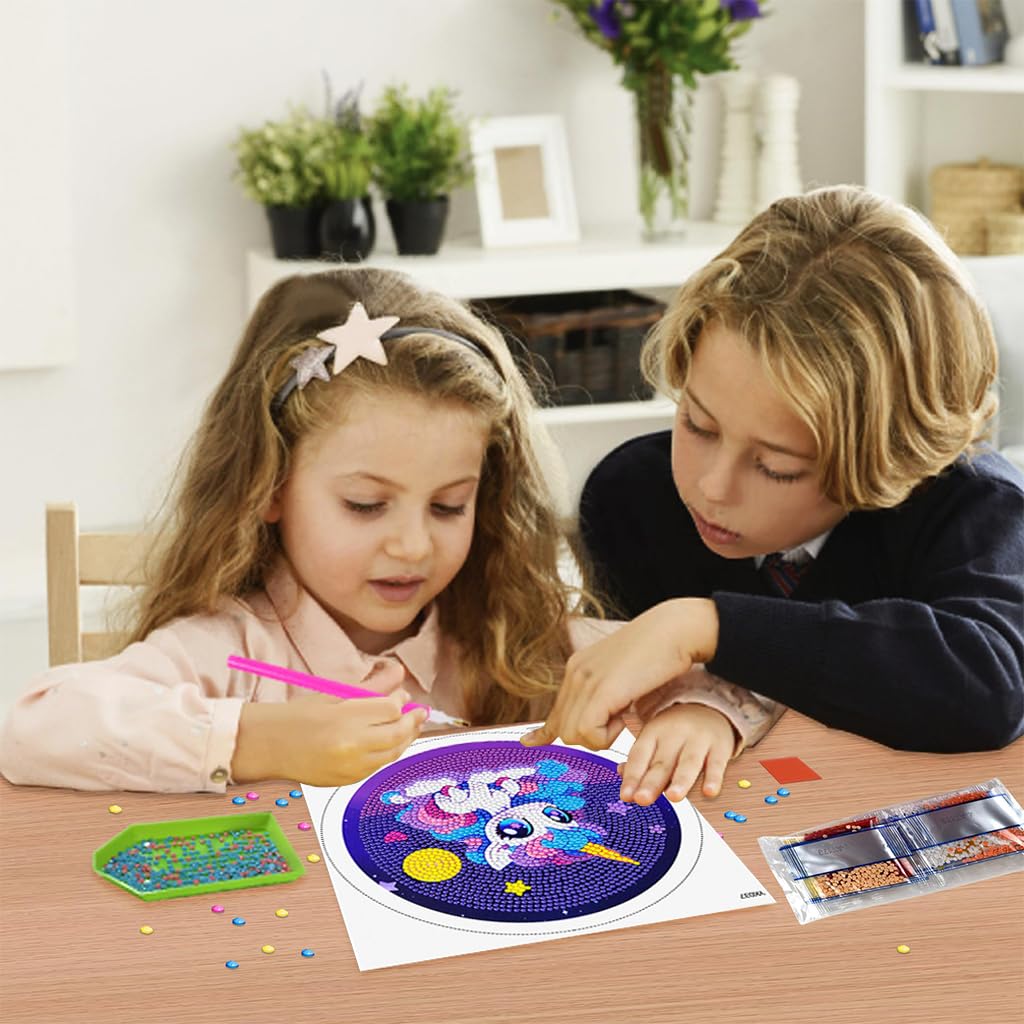 DIY 5D Diamond Art Kit for Kids Diamond Painting for Kids Unicorn Diamond Painting Kit with Frame & Tool Art Craft DIY Desk Decoration for Kids