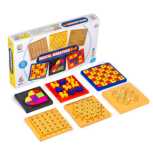 Ratna's 6 in 1 Mental Marathon Set of Mind Challenging Puzzle Games Like Square Colour Match, Sudoku Quest, Heart Puzzle, 3D Tic Tac Toe, Magic Maths