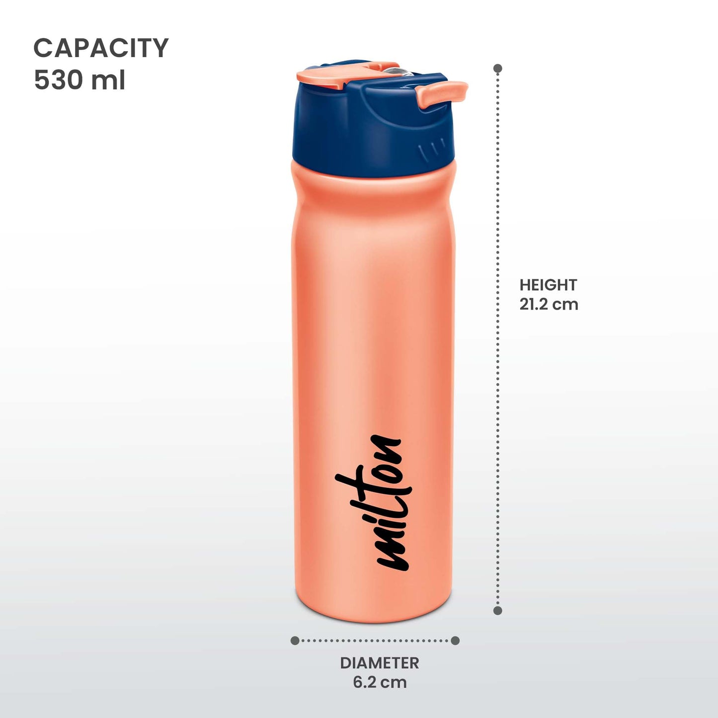 Milton Max 600 Water Bottle, 530 ml, 1 Piece | 100% Leak Proof | Office Bottle | Gym Bottle | Yoga Bottle | Home | Kitchen | Hiking | Treking Bottle | Travel Bottle
