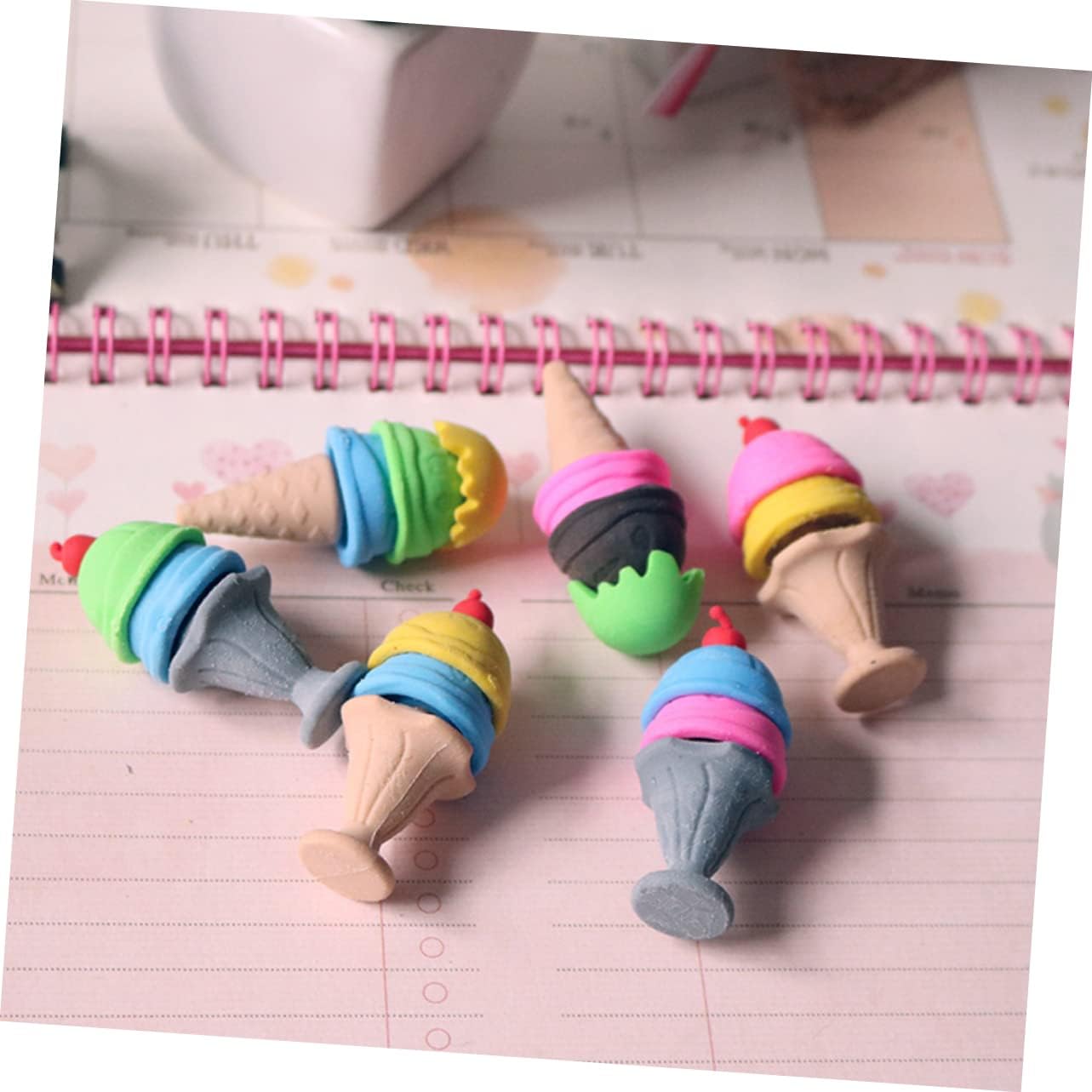 Cone Mini 3D Food Erasers Small Eraser Eggs Pencils for Kids Food TPR Accessories Pencil Portable Pencil Erasers ice Cream Student Dessert Puzzle Kids Toys