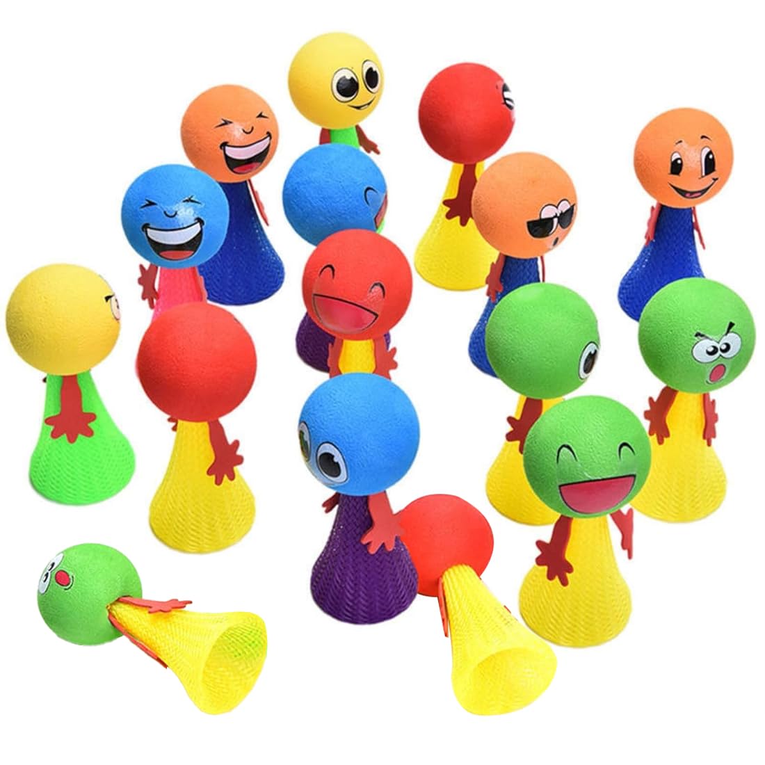 Jumping Toy for Kids Return Gift Items Emoticon Popper Spring Launchers Bouncy Party Favours and Goodie Bag Fillers for Kids Toddlers 12 Pc's
