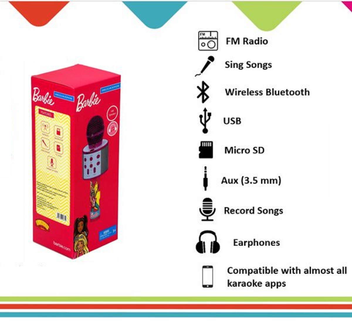 Ramson Handheld Multi-Function Wireless Bluetooth mic for Karaoke Singing with Speaker
