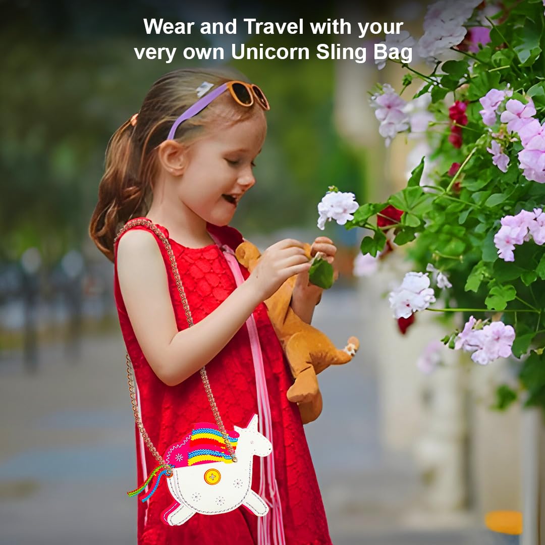 Ratna's Make Your Own Unicorn Sling Bag DIY Kit, Fun Mess Free Sewing Art and Craft Kit for Kids Ages 6+