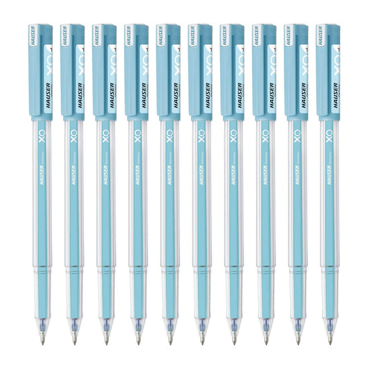 Hauser XO Jumbo Gel Pen Box Pack | Water Proof Ink For Smooth Flow System | Comfortable Grip With Smudge Free Writing | Smooth, Sturdy & Refillable Pen | Blue Ink, Pack of 10 Pens