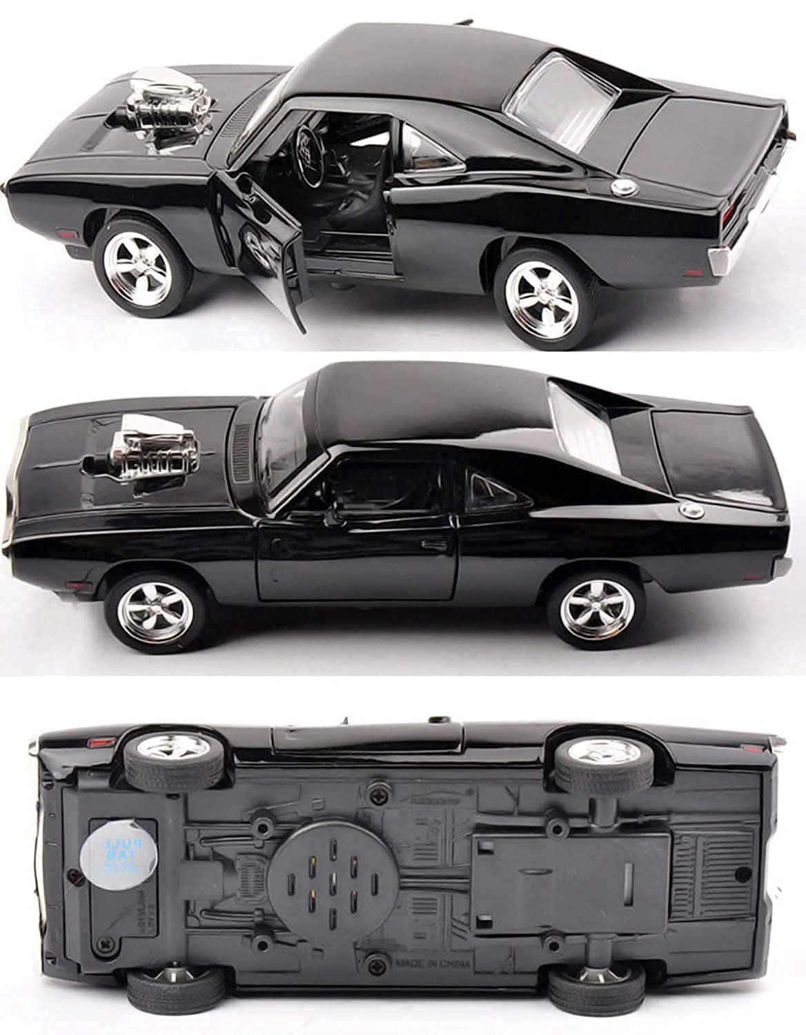 Alloy Metal Pull Back Die-cast Car 1:32 Dodge Charger Fast & Furious 7 Diecast Metal Pullback Toy car with Openable Doors & Light, Music
