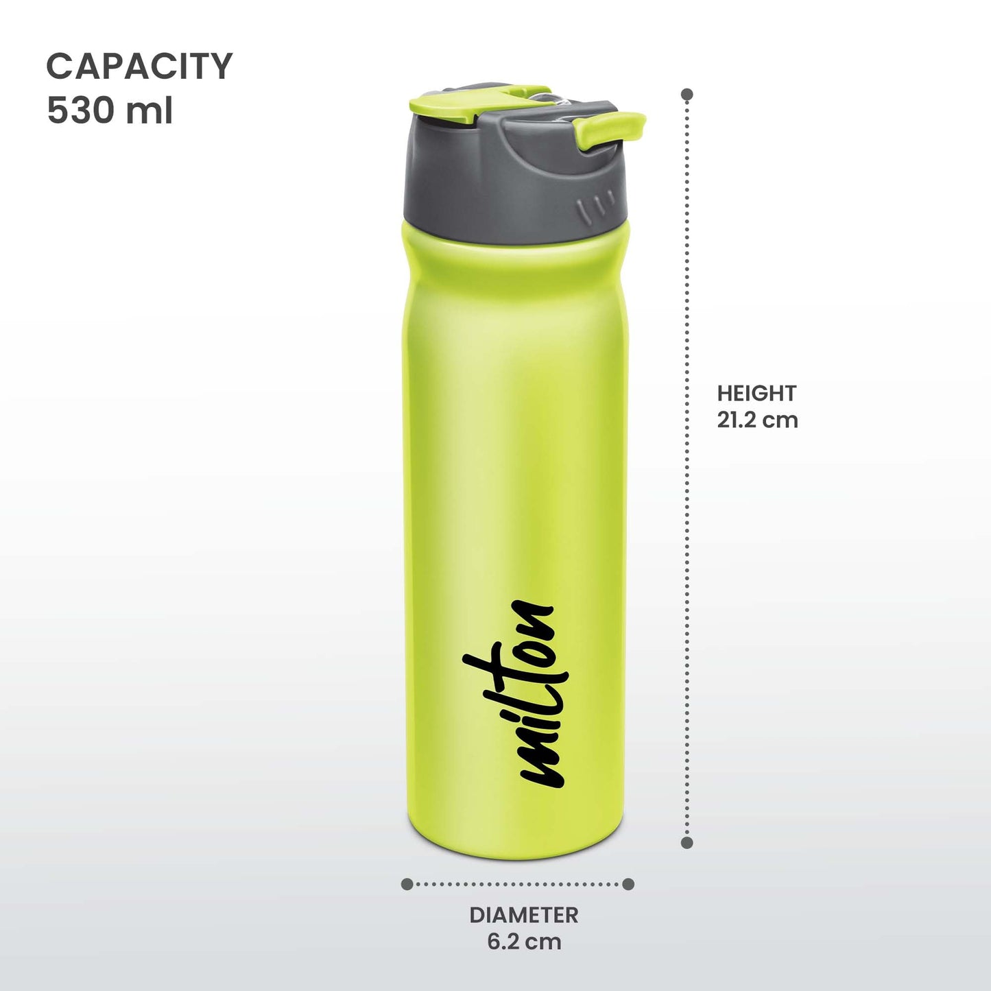 Milton Max 600 Water Bottle, 530 ml, 1 Piece | 100% Leak Proof | Office Bottle | Gym Bottle | Yoga Bottle | Home | Kitchen | Hiking | Treking Bottle | Travel Bottle