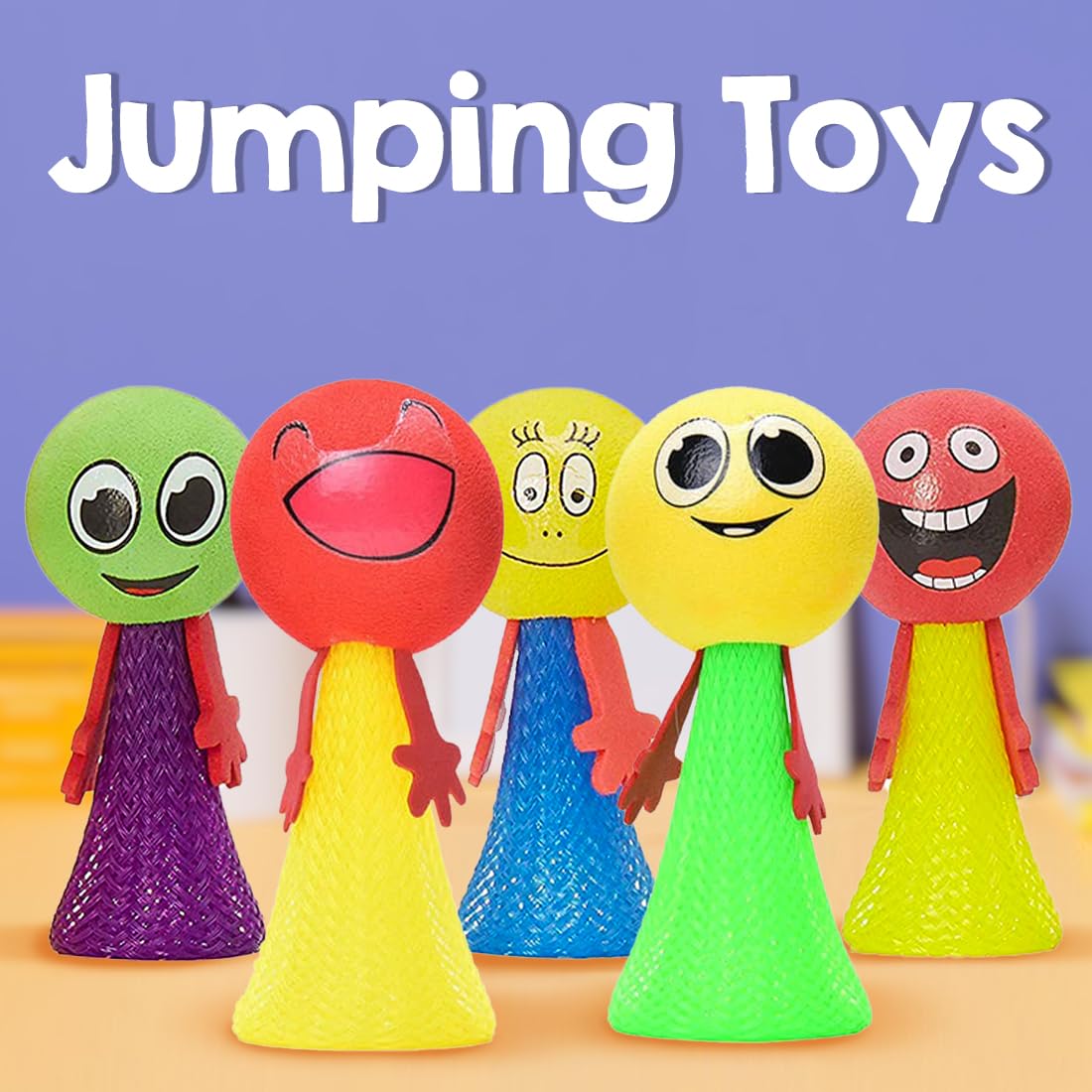 Jumping Toy for Kids Return Gift Items Emoticon Popper Spring Launchers Bouncy Party Favours and Goodie Bag Fillers for Kids Toddlers 12 Pc's