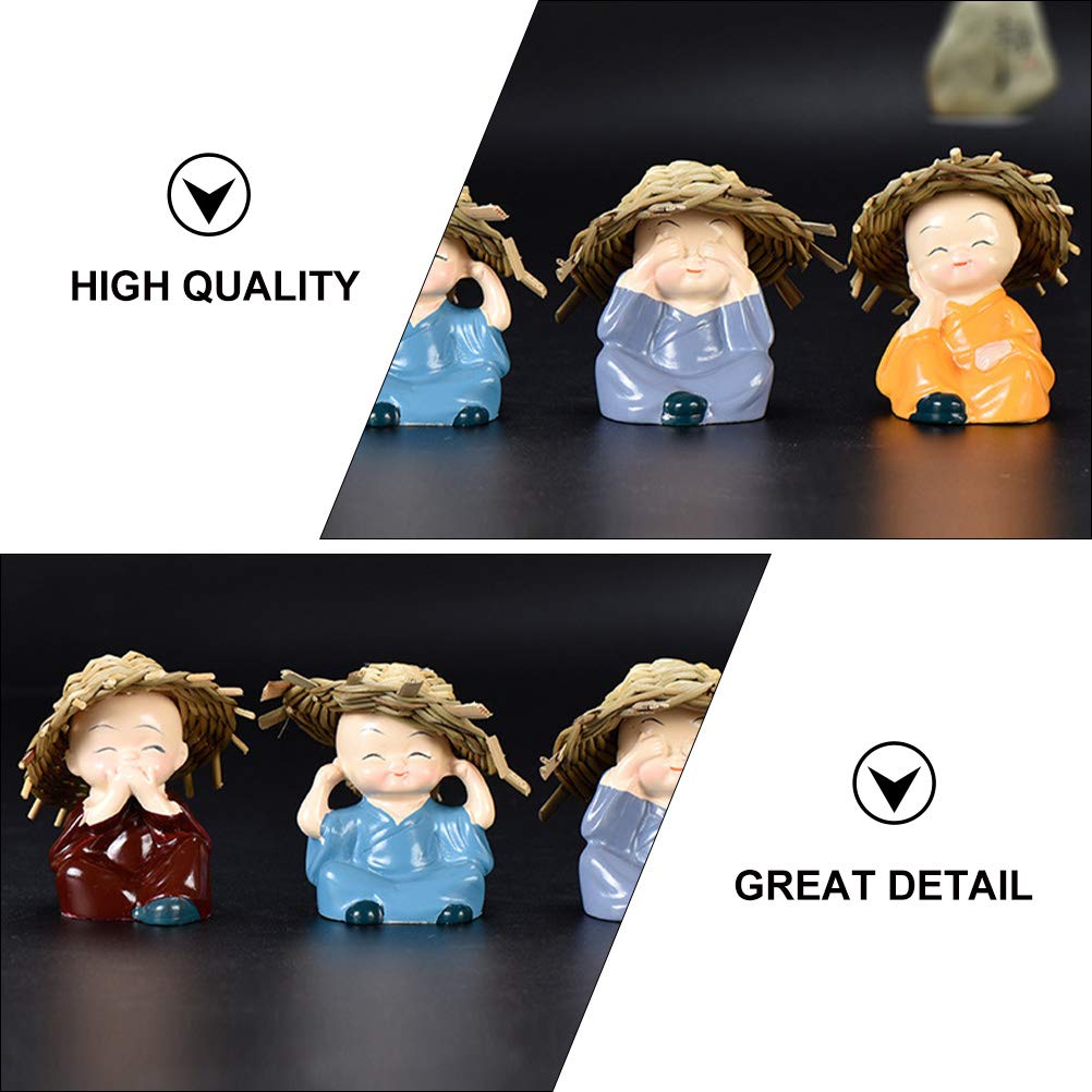 Baby Buddha Monk Set Statue Home Decor Items Figurines Showpiece - Cute Mini Buddha Statue for Car Dashboard Table Top Diwali Home Decoration Gift Items