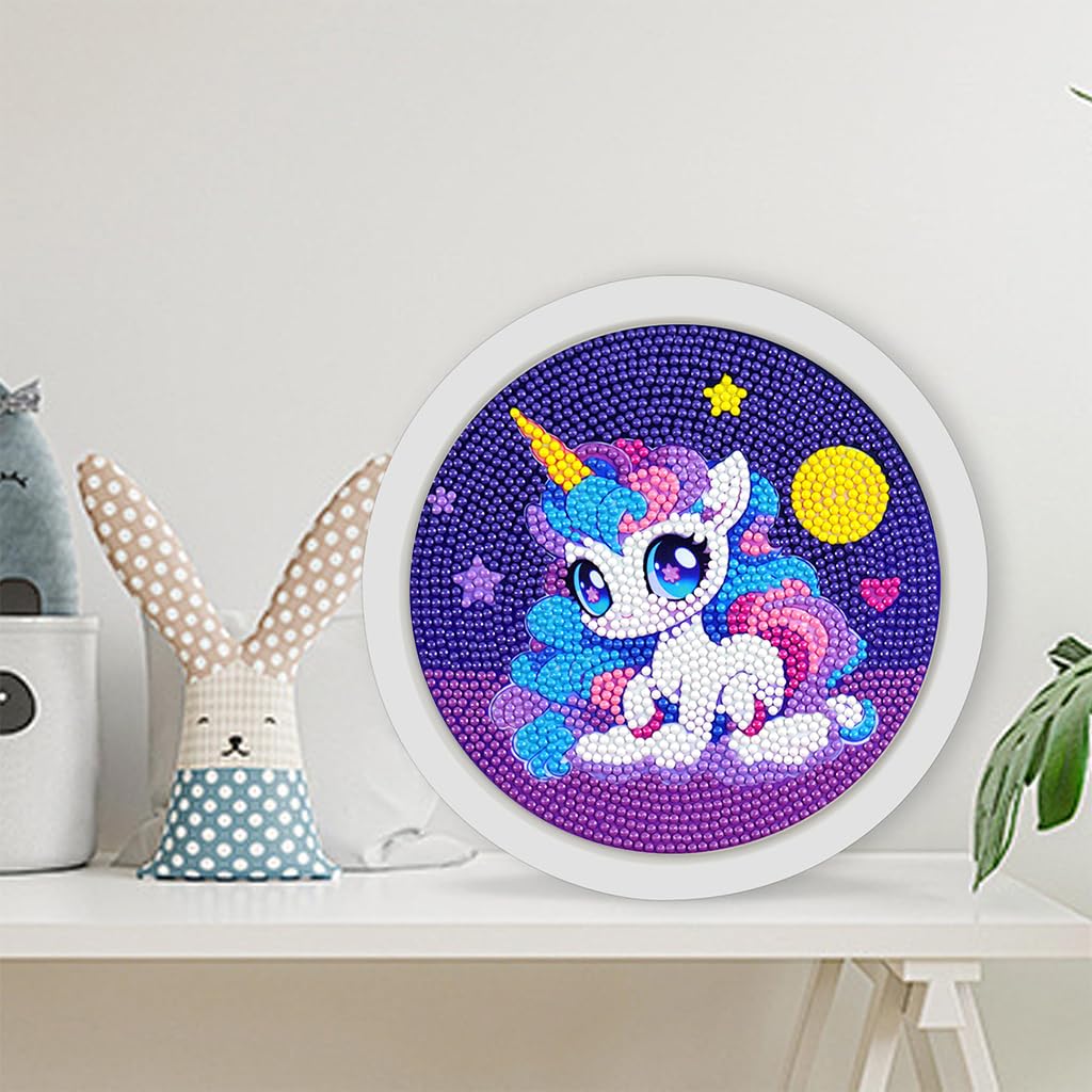 DIY 5D Diamond Art Kit for Kids Diamond Painting for Kids Unicorn Diamond Painting Kit with Frame & Tool Art Craft DIY Desk Decoration for Kids
