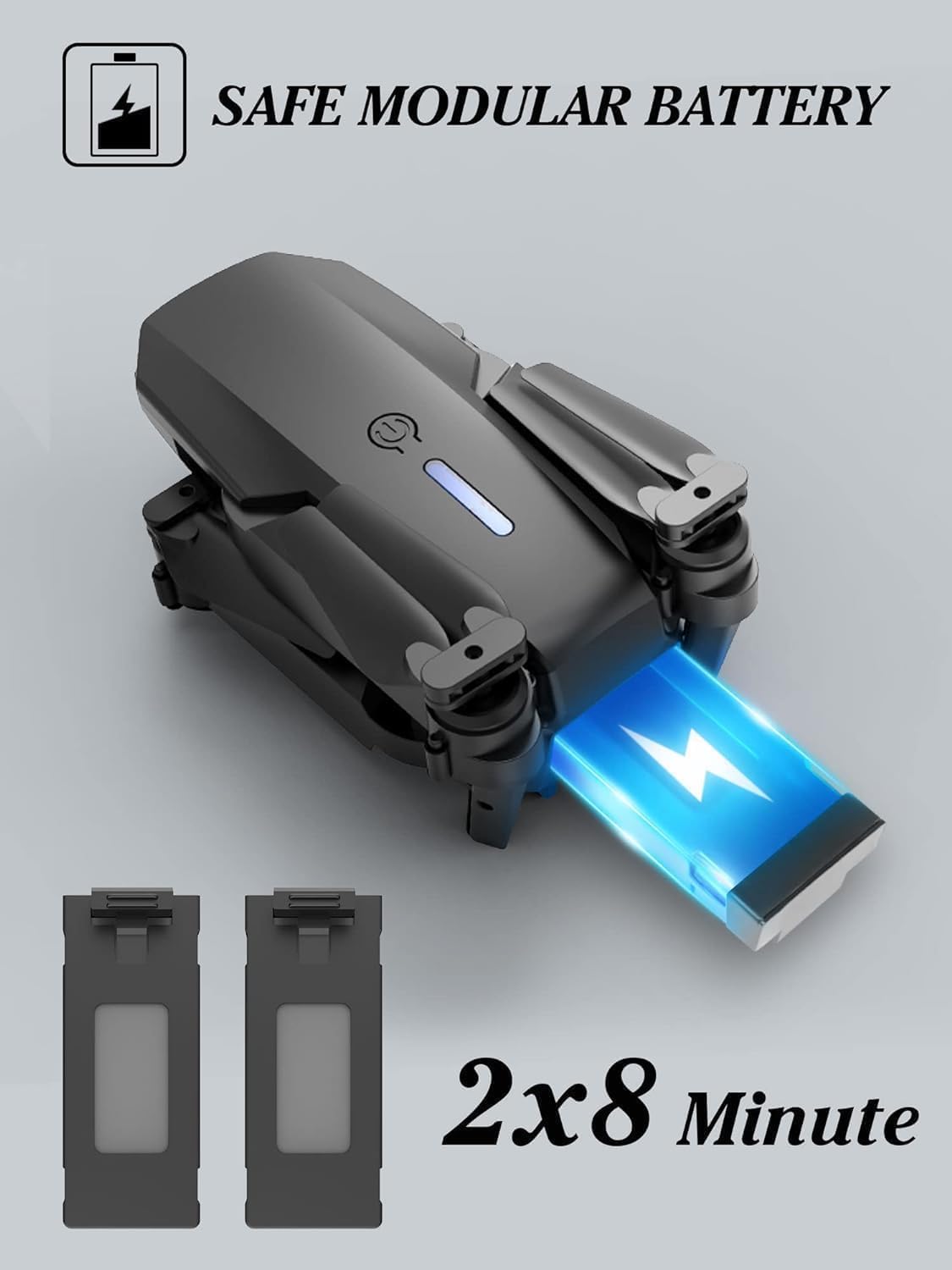 E88 Drone with 1080P Camera 2 Batteries One Key Take Off Land Altitude Hold Automatic Avoidance Obstacles 360° Flip With Aerial Photography Drone (Dual-Battery)