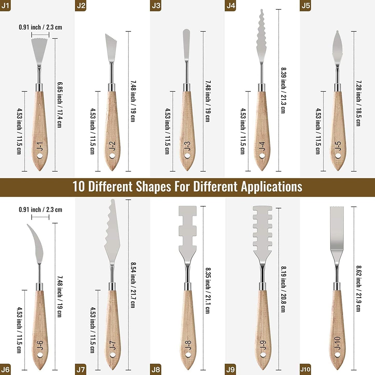 Satyam's Single Painting Knives with Wood Grip Handle Stainless Steel Palette Knife Set Oil Painting Metal Knives Color Mixing Scraper Painting Art