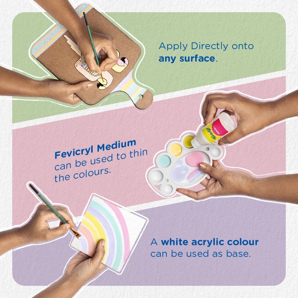 Pidlite Fevicryl Multi Surface Pastel Acrylic Colours Kit 6 Shades X 15Ml