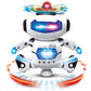 Stylish 360° Rotating Dancing Robot's with Multicolor 3D Lights and Music, Non Toxic Plastic - (White)