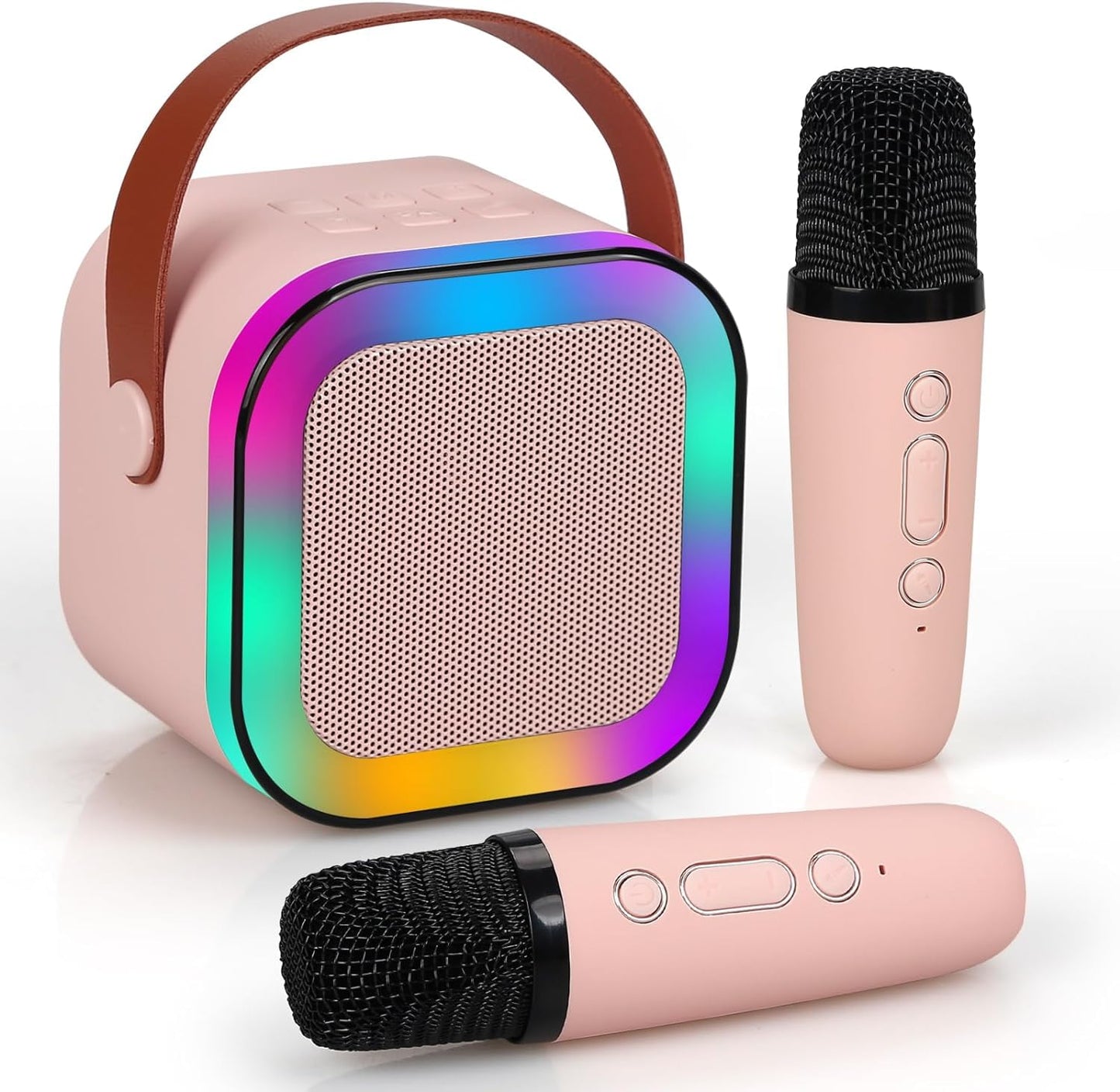 K12 Wireless Karaoke Dual mic with Speaker Bluetooth: Bluetooth-Enabled Wireless Karaoke Mic Speaker with Multiple Compatibility Modes, RGB Lighting, and Party POP Bluetooth