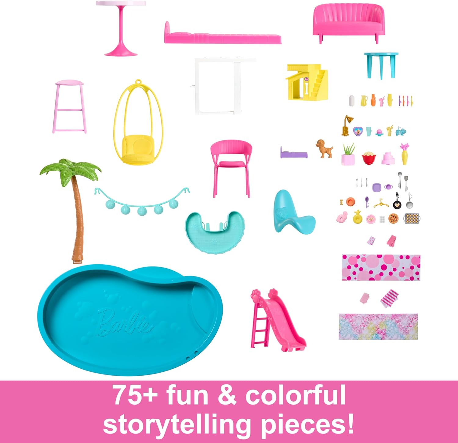 Barbie Dreamhouse Pool Party Doll House with 75+ Pieces and