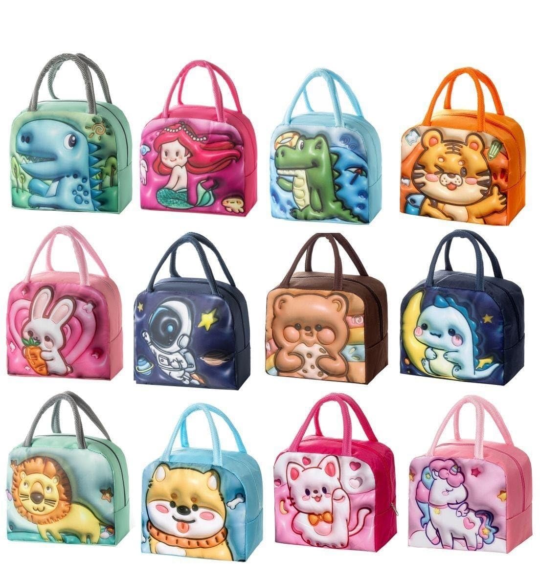 3D Cartoon Printed Lunch Box Bag Aluminum Foil Thermal Lunch Bags Insulation Waterproof Lunch Box Assorted desing (1 Pcs)