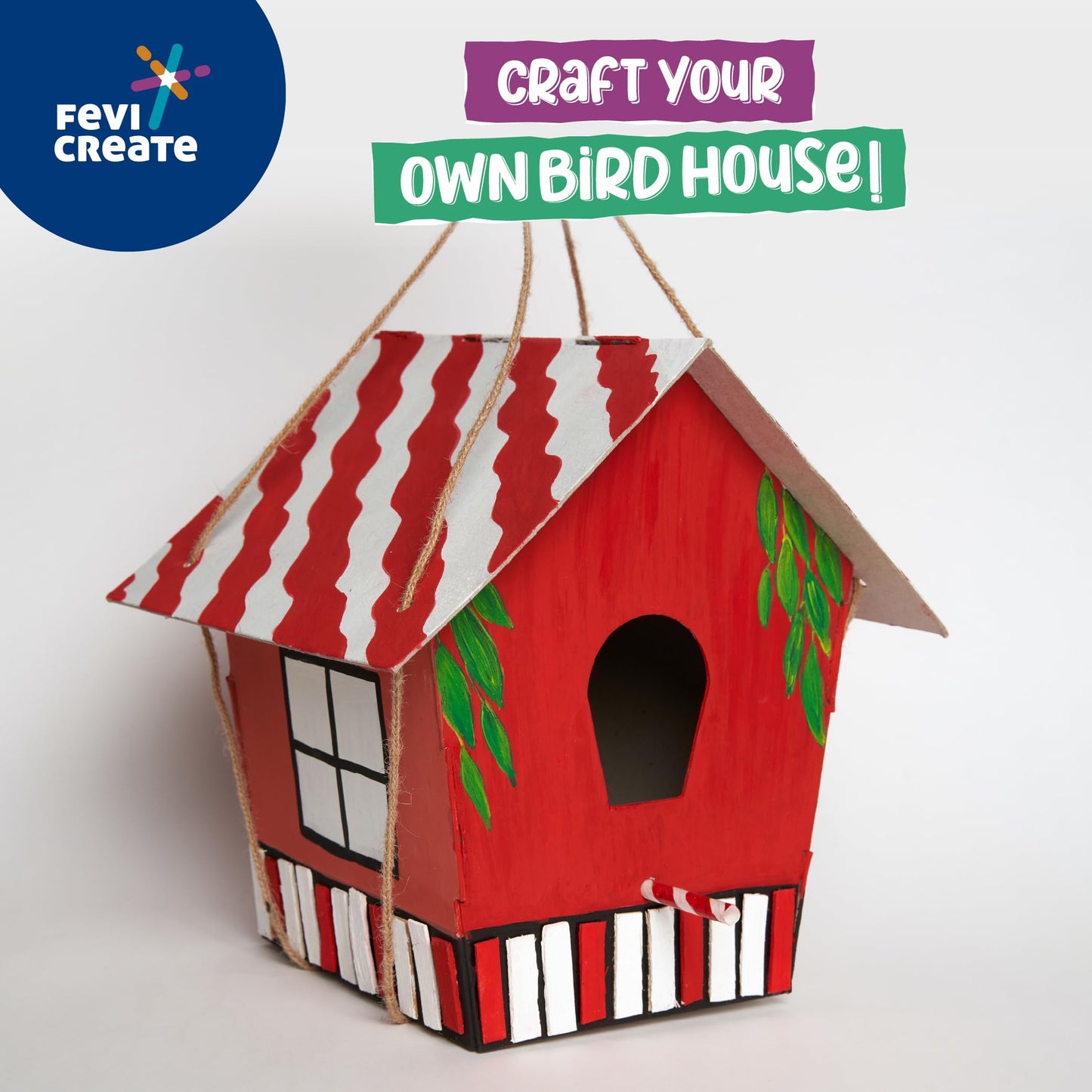 Pidilite Fevicreate Make Your Own Birdhouse art and craft kit learn birdlife in a fun way All art materials provided white acrylic colour and instruction manual Fevicol Craft bird homes Birthday gift for girls and boys 7+ years