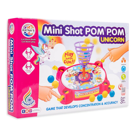 Ratna's Mini Shot Pom Pom Unicorn Printed Basket Ball Family Board Action Game to Play with Fun