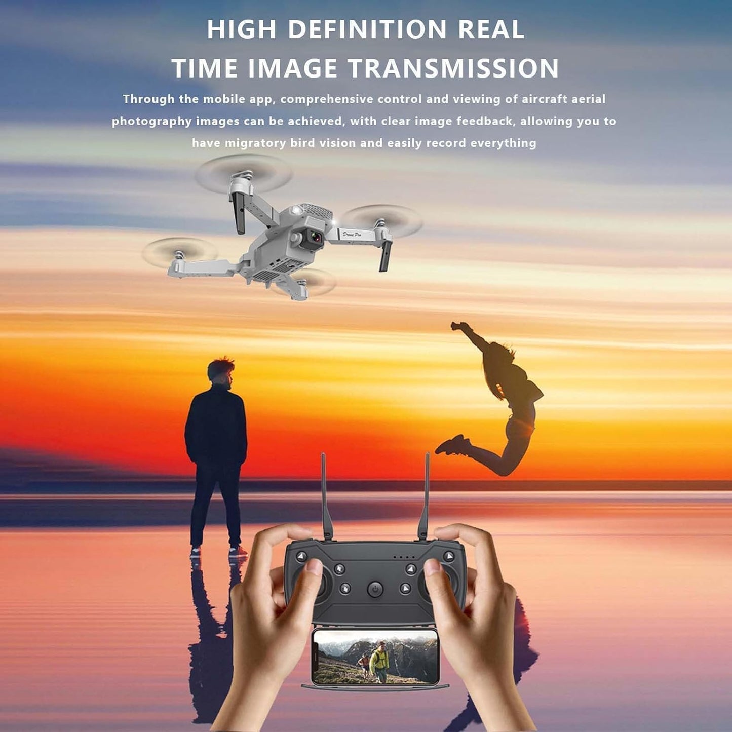 E88 Drone with 1080P Camera 2 Batteries One Key Take Off Land Altitude Hold Automatic Avoidance Obstacles 360° Flip With Aerial Photography Drone (Dual-Battery)