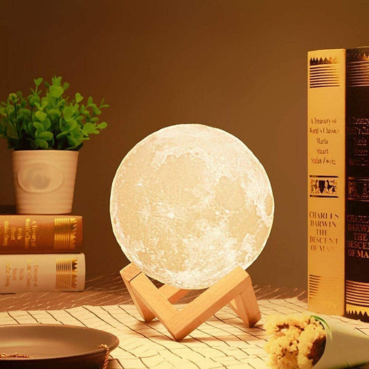3D Moon Lamp 7 Colour 13 cm Changeable Sensor Moon Night Lamp for Bedroom, Touch Lamp, Moonlight Lamp with Stand & USB for Bedside, Valentine Gifts, Festival Gifts, Corporate Gifts, Wedding Gift