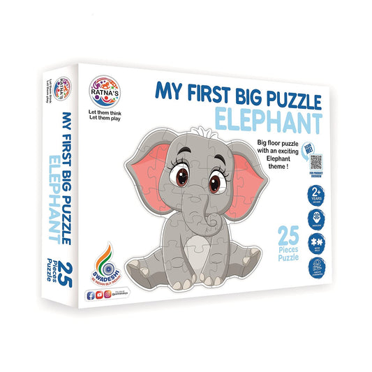 Ratna's My First Big Puzzle Elephant 25 Pieces Jigsaw Puzzle for Kids | A Perfect Jumbo Jigsaw Floor Puzzle for Little Hands