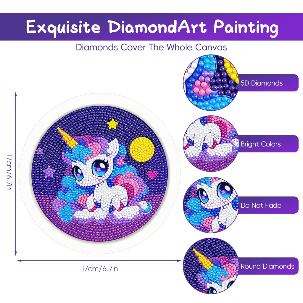 DIY 5D Diamond Art Kit for Kids Diamond Painting for Kids Unicorn Diamond Painting Kit with Frame & Tool Art Craft DIY Desk Decoration for Kids