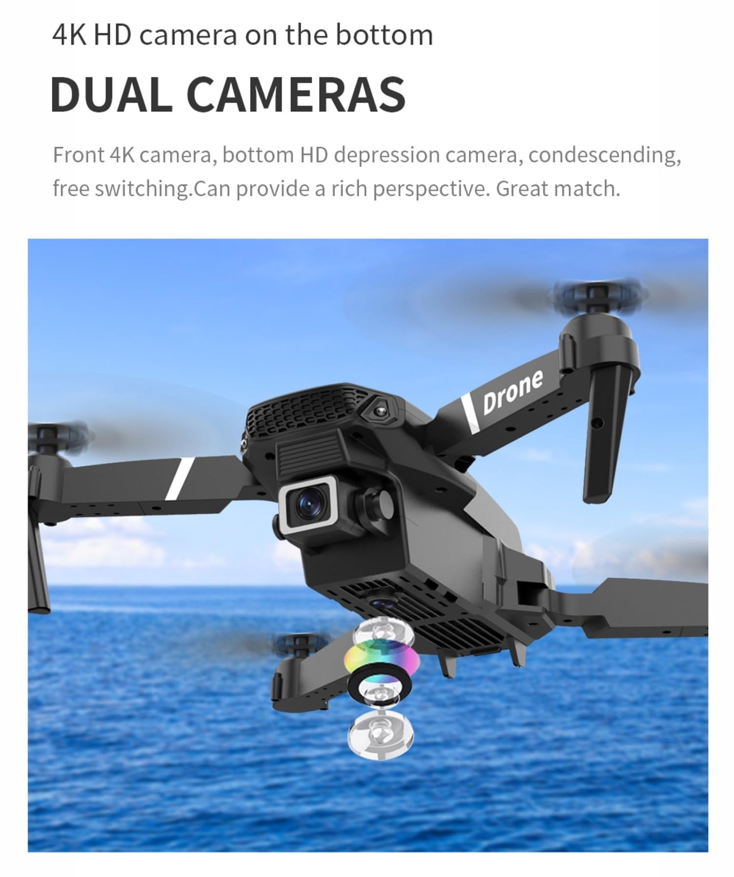 E88 Pro Drone with 4K Camera, WiFi FPV 1080P HD Dual Foldable RC Quadcopter Altitude Hold, Headless Mode, Visual Positioning