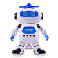 Stylish 360° Rotating Dancing Robot's with Multicolor 3D Lights and Music, Non Toxic Plastic - (White)