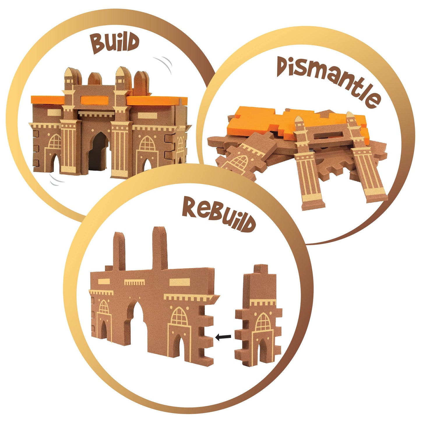 Imagimake Eva Foam Mapology Monuments Of India - Red Fort & Hawa Mahal - Construction Set - Educational Toy