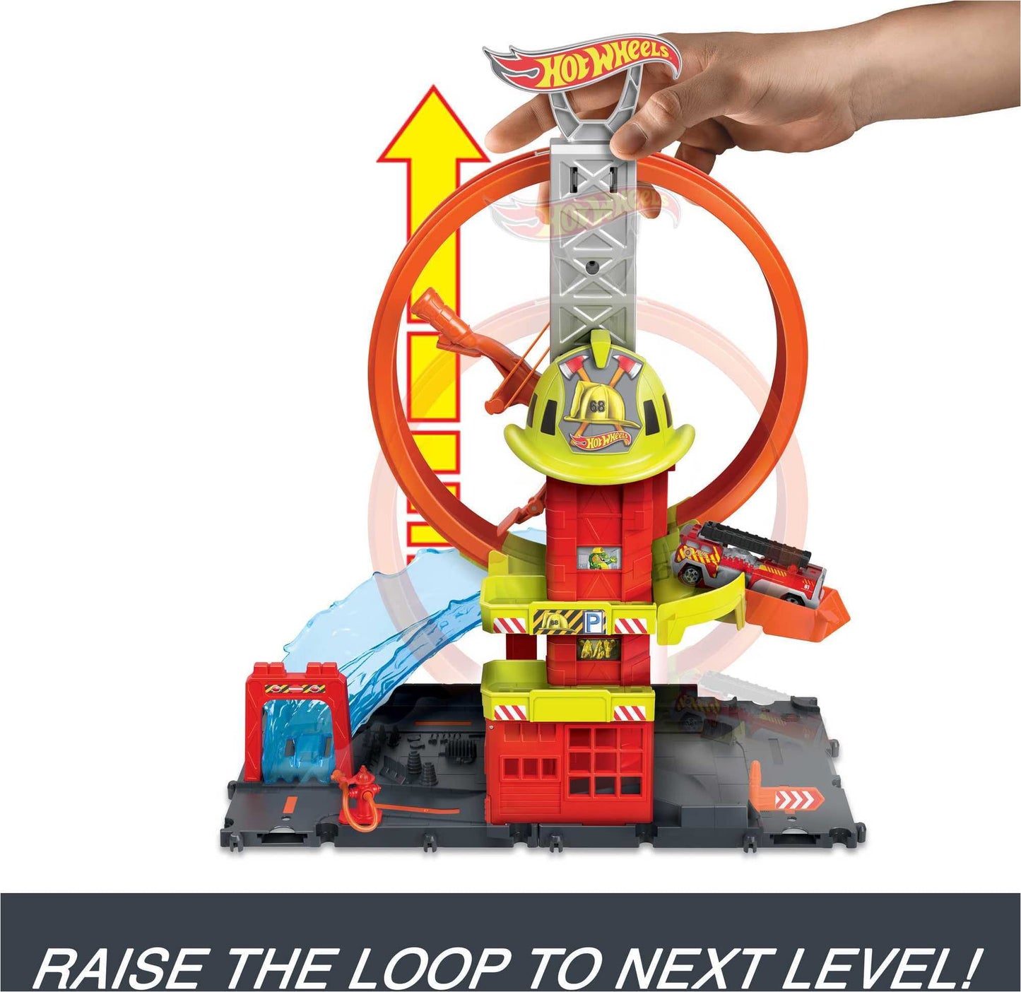 Hot Wheels City Super Loop Fire Station Playset, Track Set With 1 Toy Car