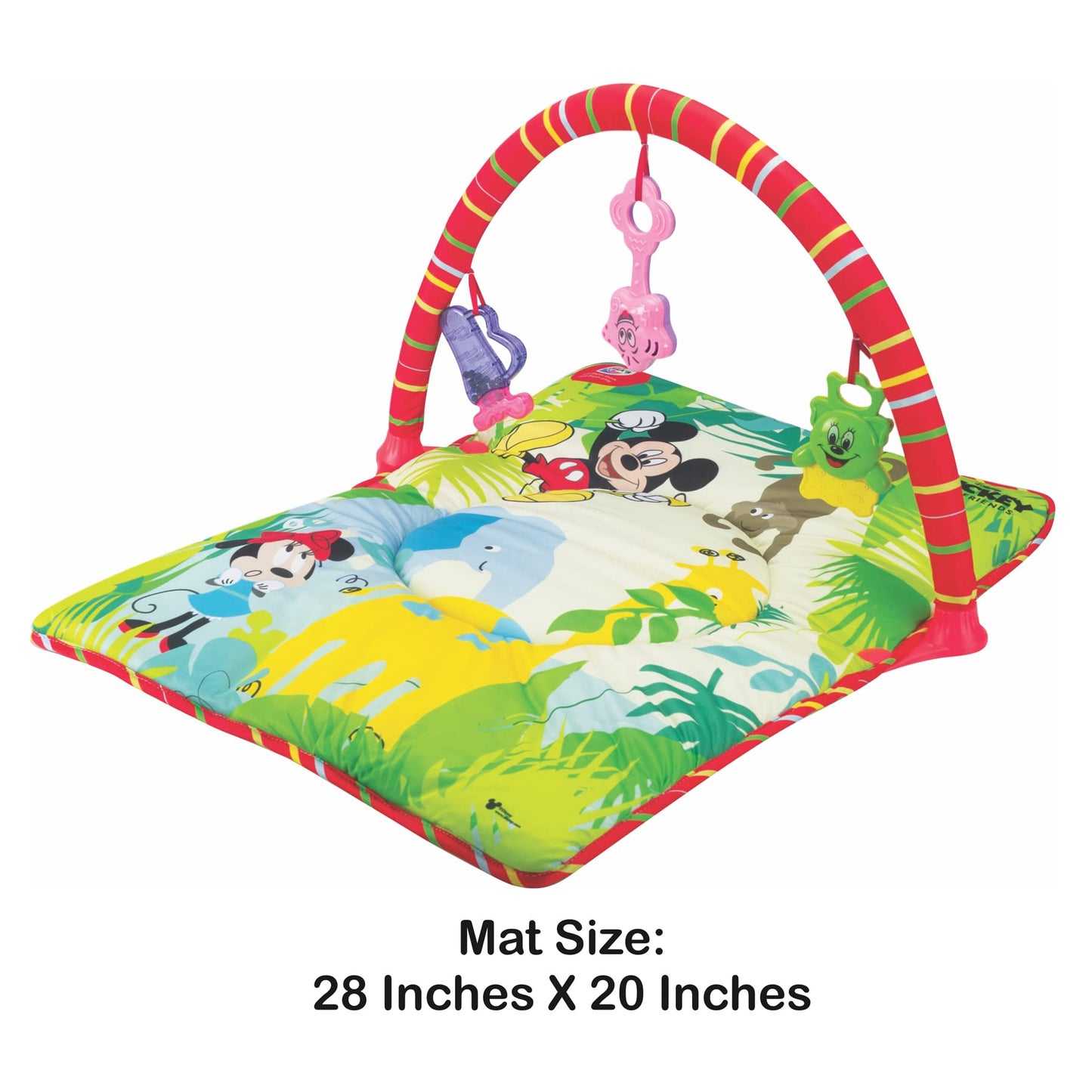 Ratna's Disney Baby Play Gym Mickey Mouse with Waterproof Soft Cozy matt Size 28 x 20 inches & Cute Hanging Toys for Infants