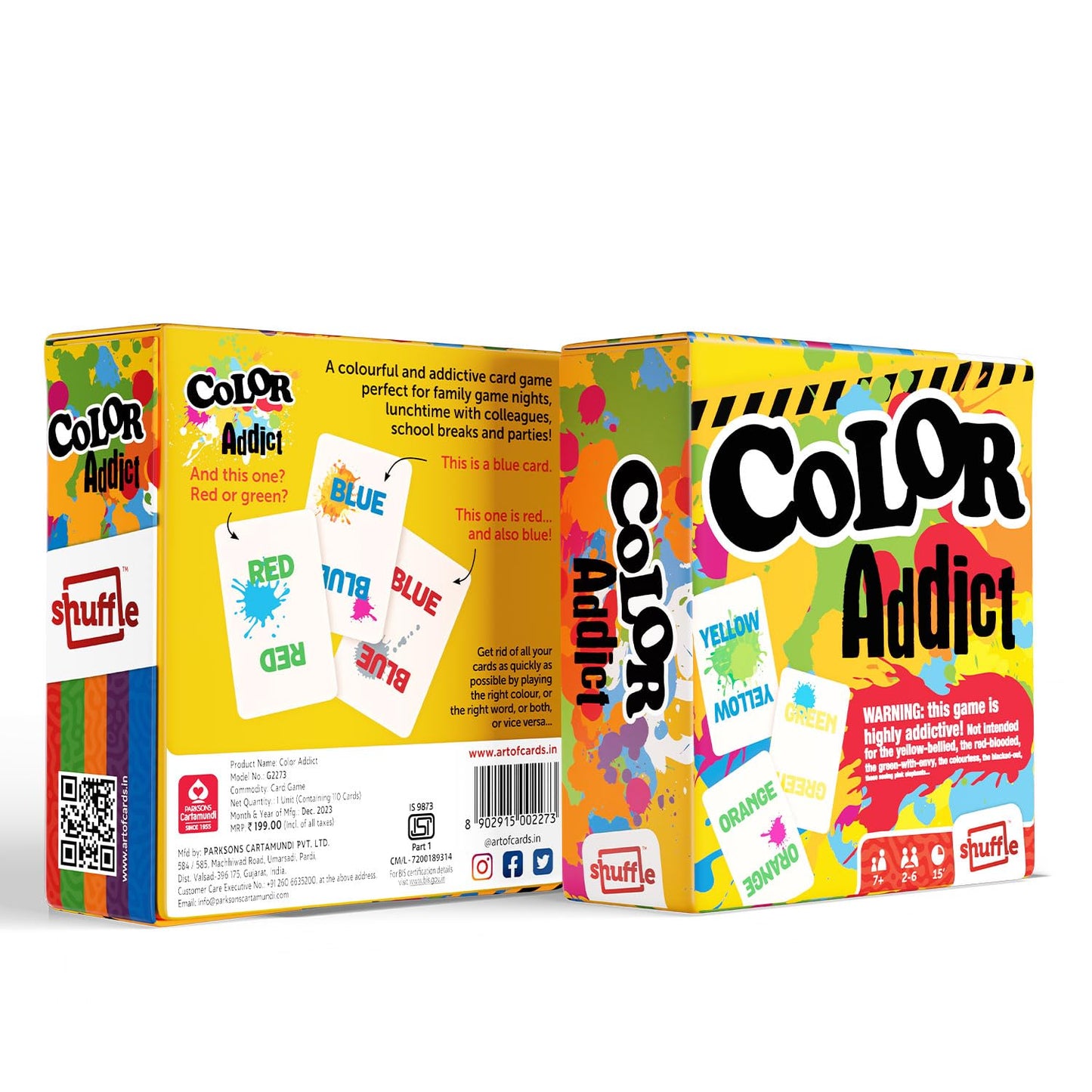 Shuffle Color Addict Card Game - 110 Colourful Cards For 2-6 Players, Great Gift For Kids Ages 7+