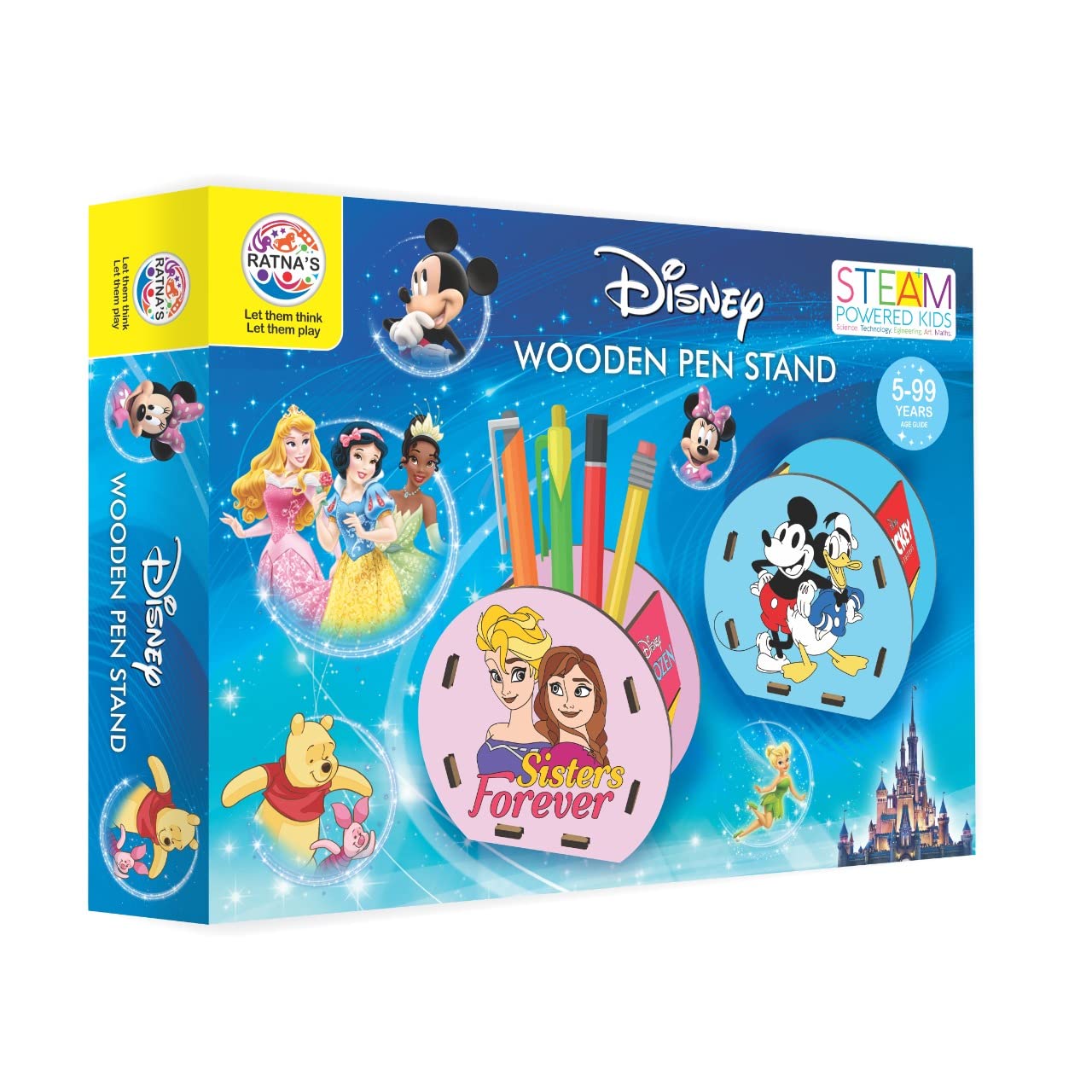 Ratna's Disney Wooden Pen Stand | Attractive DIY Paint Kit for Kids