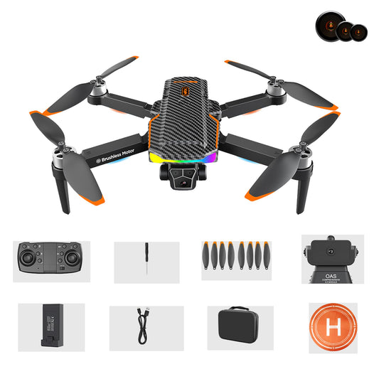 F168 Drone HD Dual Camera Powerful Brushless Motor Optical Flow Positioning Intelligent Obstacle Avoidance Intelligent Tracking Foldable Remote Control Aerial Photography Drone Carbon Fiber