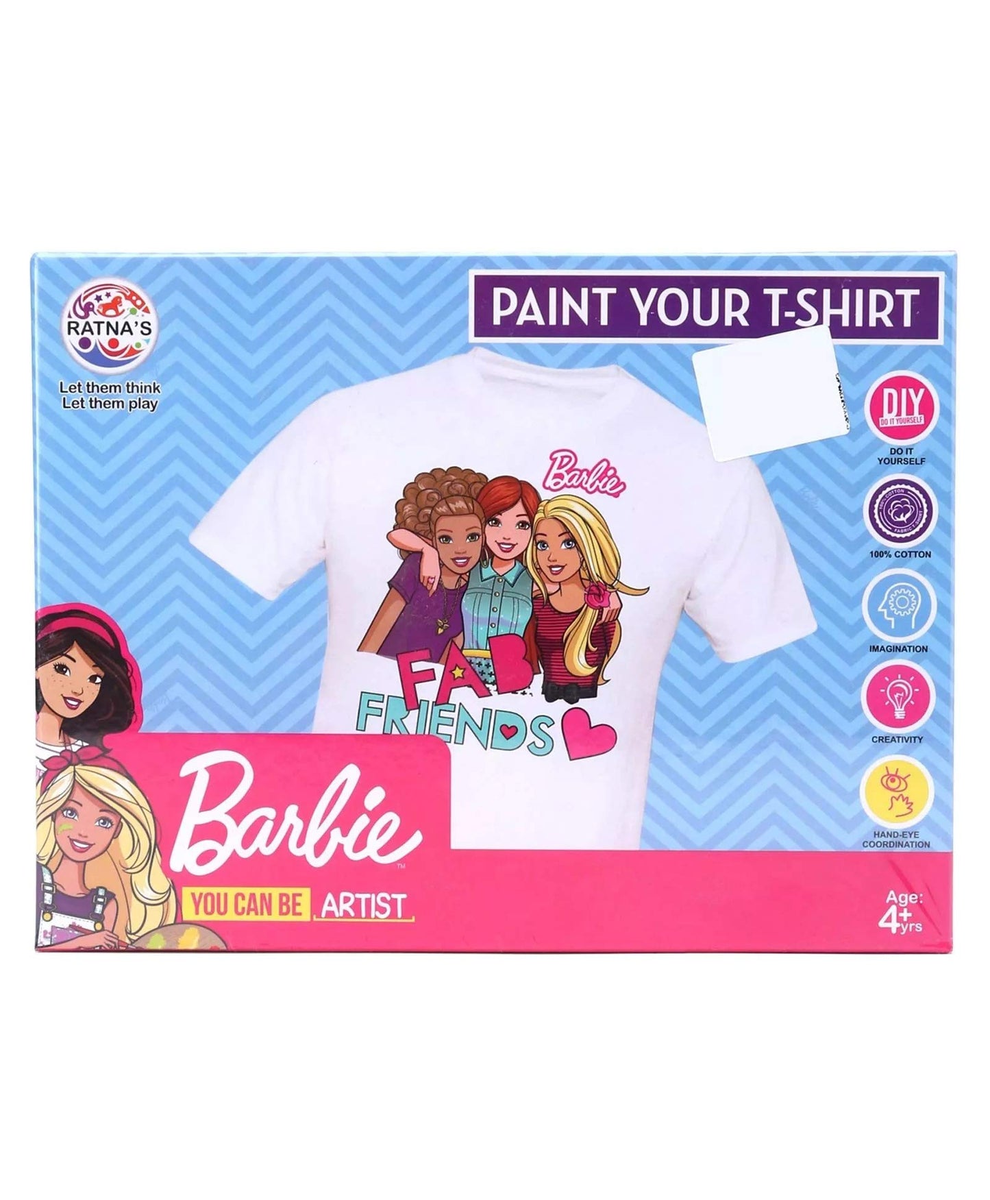 Ratna's Barbie Design Your Tshirt For Girls, Free Size Tshirt For 5-10 Years Girls