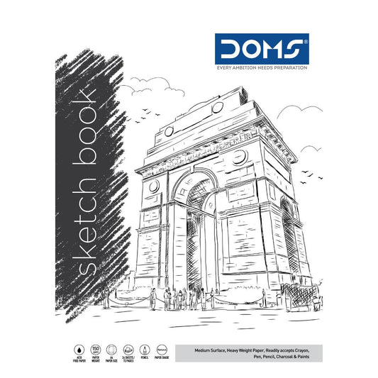 Doms Wiro Bound Sketch Book | 150 GSM, Unruled, 72 Pages | 29.7 x 21 CM | Ideal for Drawing, Sketching, Colouring and Painting
