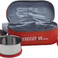 Milton Executive Lunch Insulated Tiffin, 2 Round Containers, 280 ml Each, 1 Oval Container, 450 ml, Red| Microwave Safe | Easy to Carry | Leak Proof | Insulated Tiffin | Hot Food