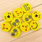 Yellow Color Cute Emoji Erasers for School Going Kids / Birthday Party Return Gift Set