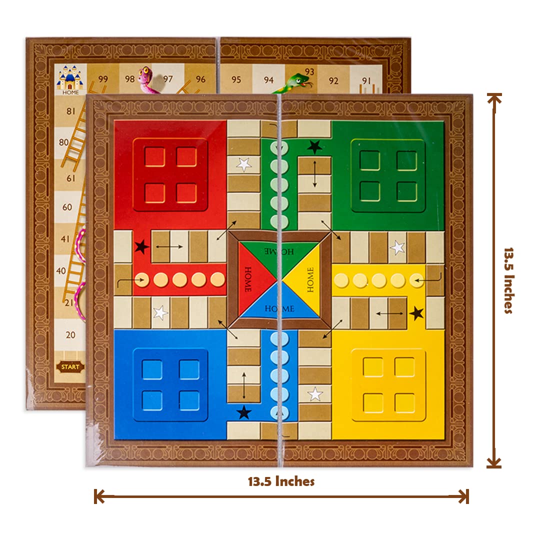 Toysbox Grand Ludo and Snakes & Ladders Board Game with Jumbo Size Wooden Dice to Play