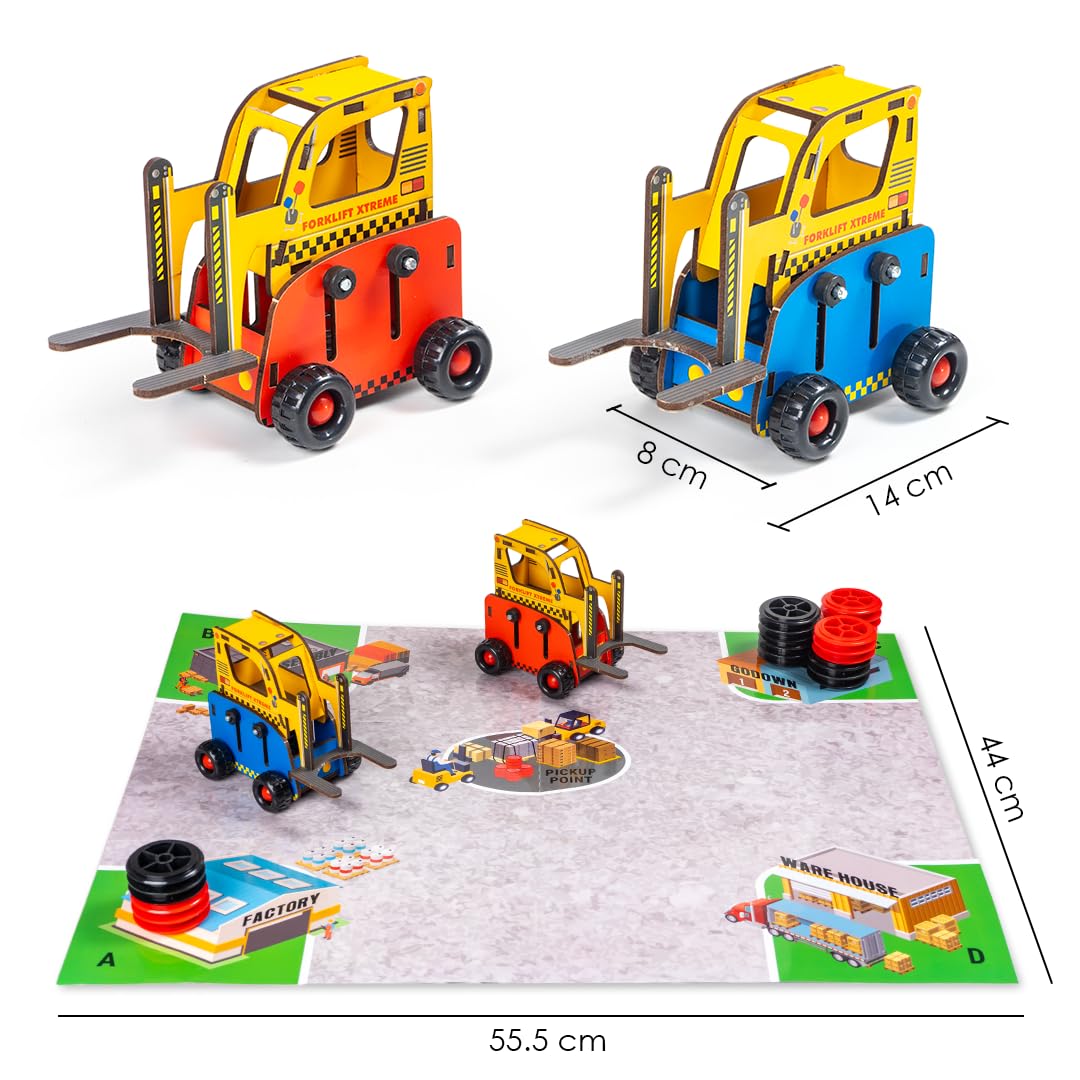 Toysbox Xtreme Forklift Innovative Spring Action Toy Game Vehicles Truck | Construction Toy | Truck Engineering Toy for Kids