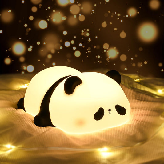Cute Silicone Sleeping Panda Night Light, 3 Level Dimmable Squishy LED Beside Lamp for Kids Nursery, Rechargeable Novelty Animal Lamp, Breastfeeding Lamp for Baby & Toddlers (Sleeping Panda)